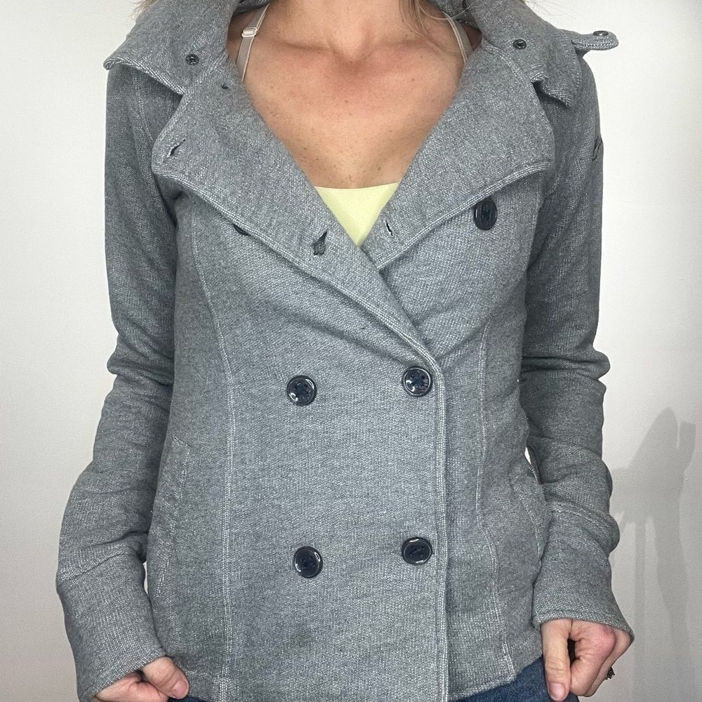 Gray Double-Breasted Peacoat